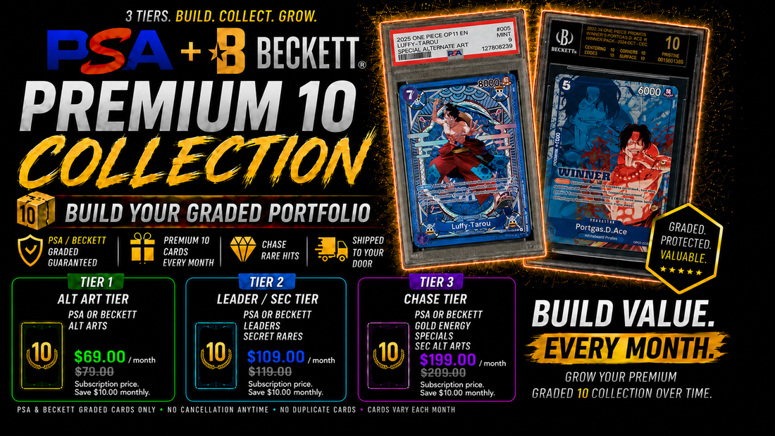 PSA & Beckett 10 Slab Club- Tier 3 (One Piece Monthly Subscription)