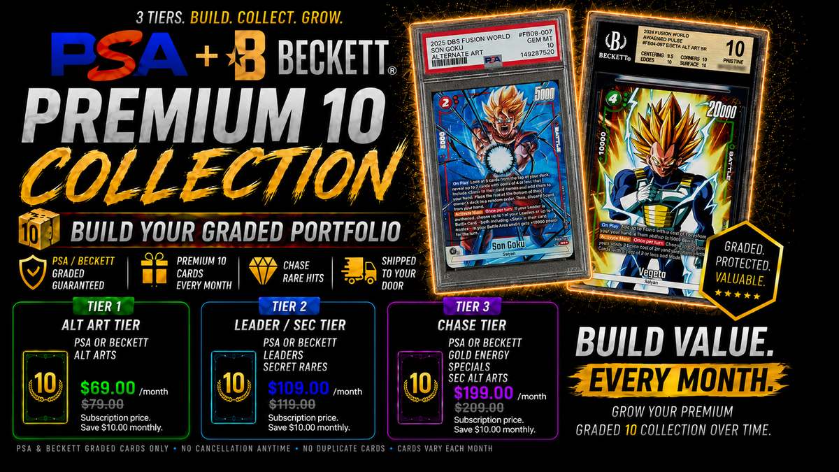 PSA & Beckett 10 Slab Club – Tier 1 (Dragon Ball Fusion World Monthly Subscription)