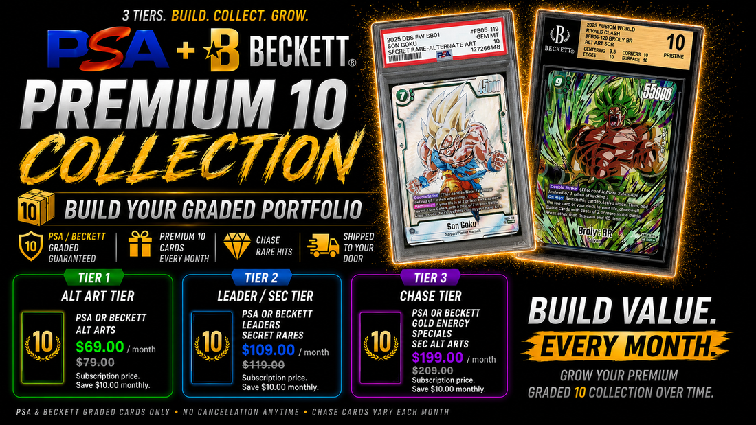 PSA & Beckett 10 Slab Club- Tier 3 (Dragon Ball Fusion World Monthly Subscription)
