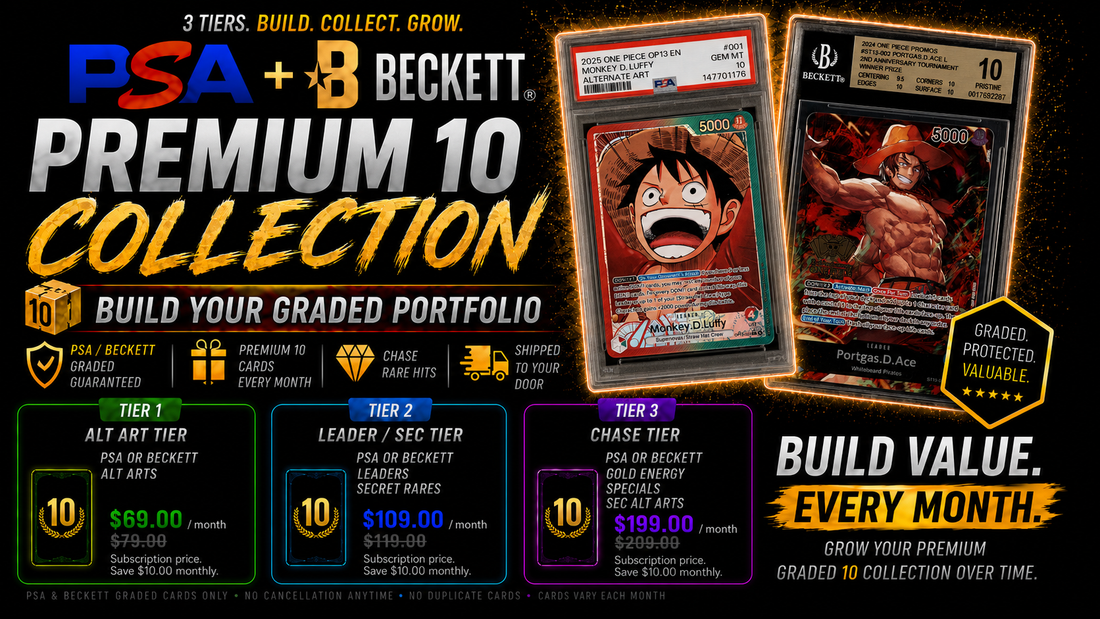 PSA & Beckett 10 Slab Club - Tier 2 (One Piece Monthly Subscription)
