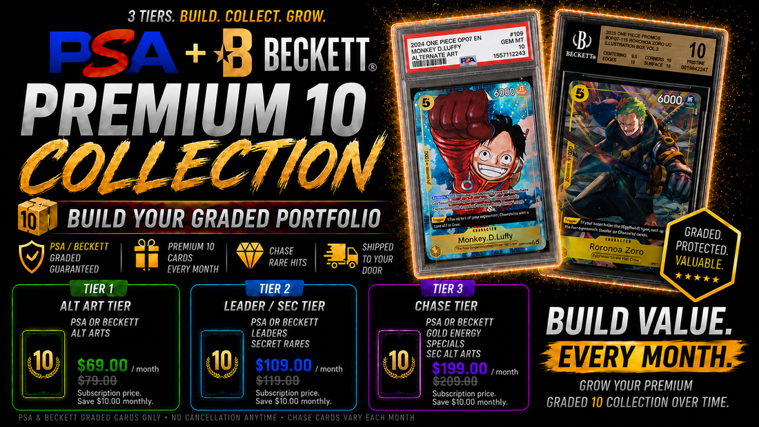 PSA & Beckett 10 Slab Club – Tier 1 (One Piece Monthly Subscription)
