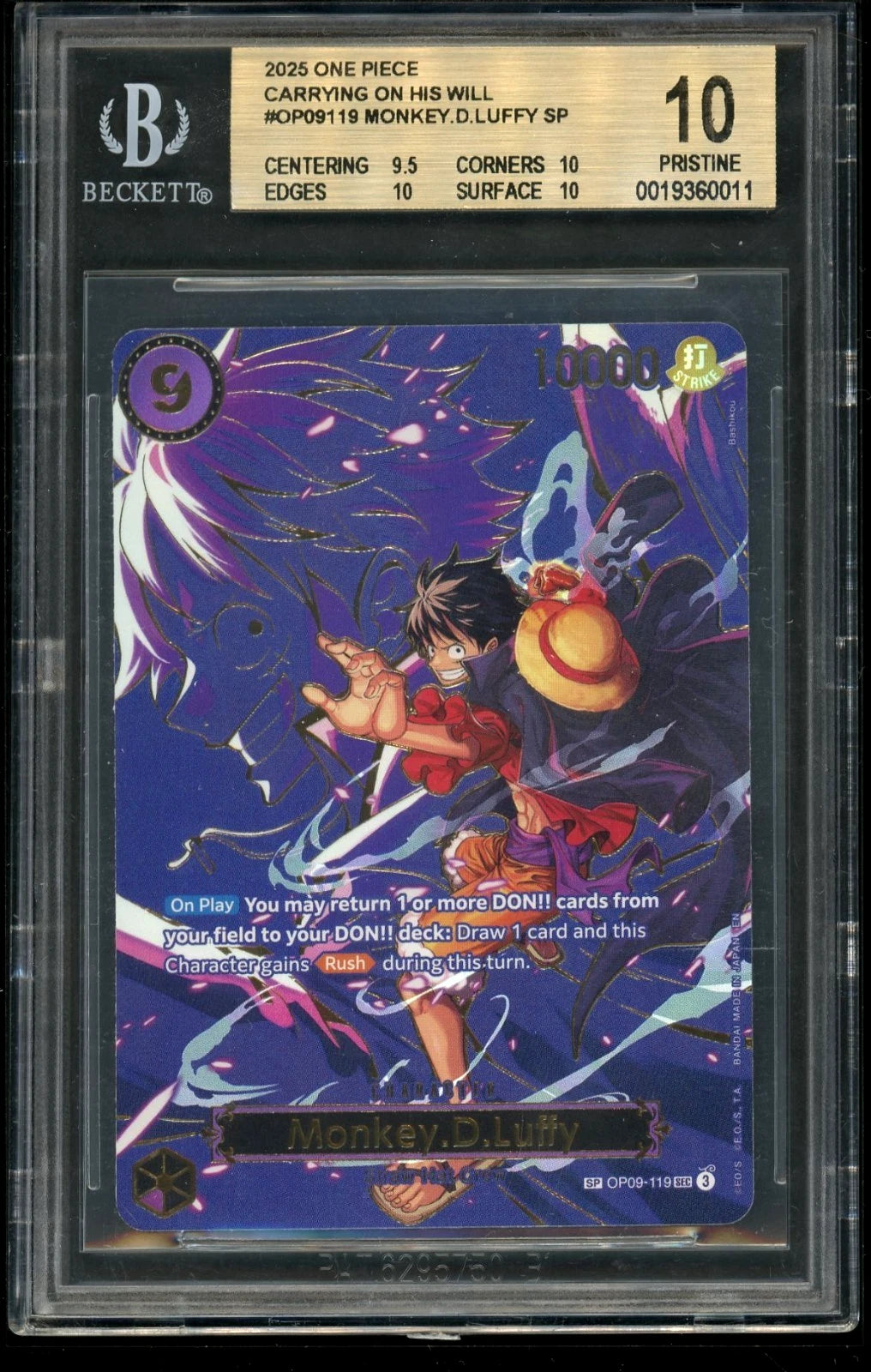 Beckett 10 Monkey D. Luffy One Piece graded card